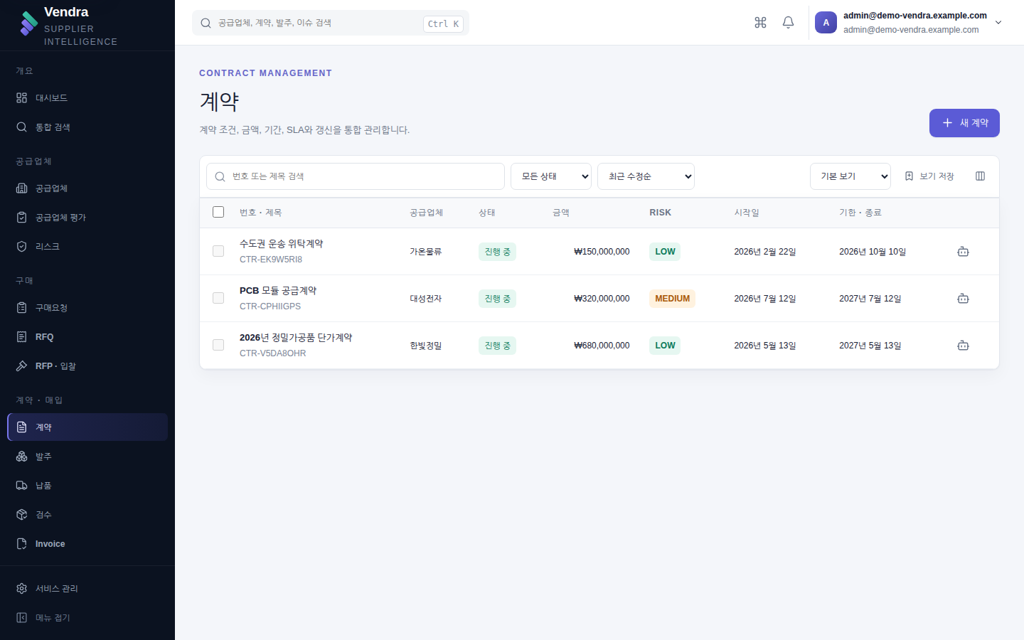 계약 목록 — 만료일이 가까운 계약을 먼저 본다